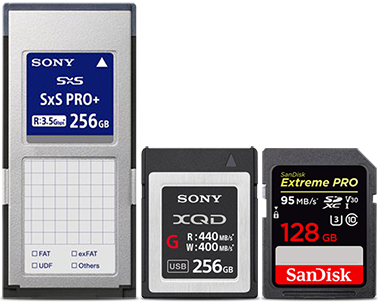 SxS Pro, XQD and SDXC Cards