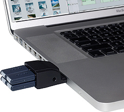 4 flash drives connected to Sonnet's 4-port USB 2.0 ExpressCard/34